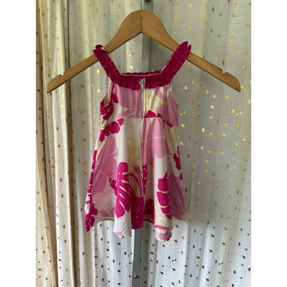Strawberry Guava Baby Girl Hawaiian Tropical Flowers Ruffle Neckline Dress 18M - Picture 2 of 4